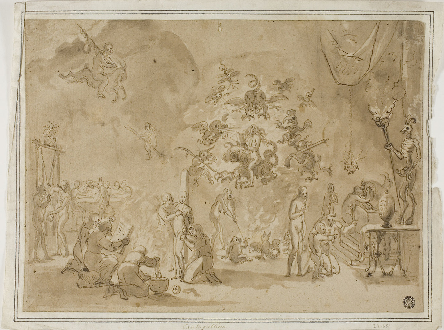 Scene of Witchcraft and Devil Worship -  Attributed to David Teniers the Younger (Flemish, 1610-1690),  Poster Print Wall Art