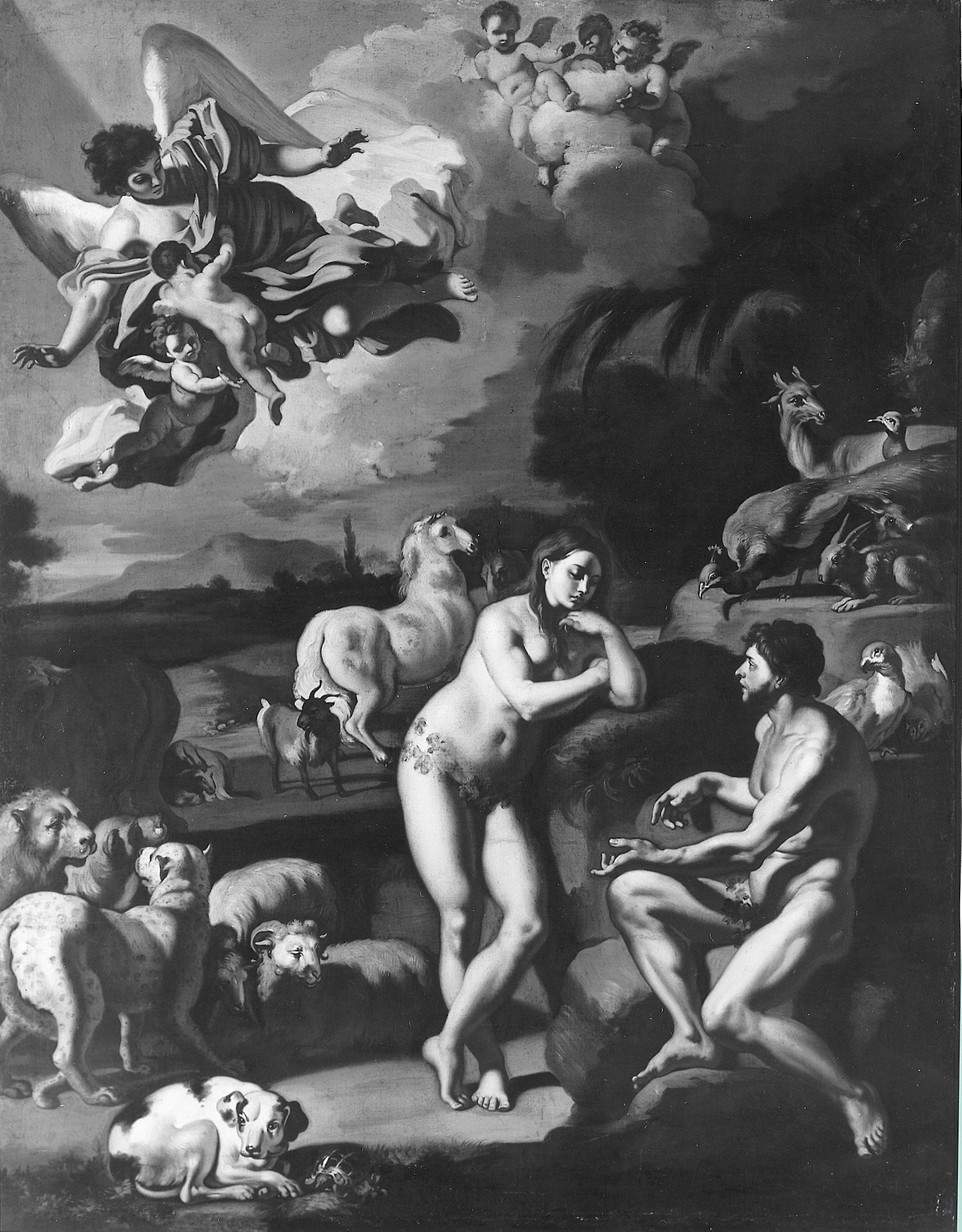 Adam and Eve in Paradise: Francesco Solimena,16x12"(A3) Poster