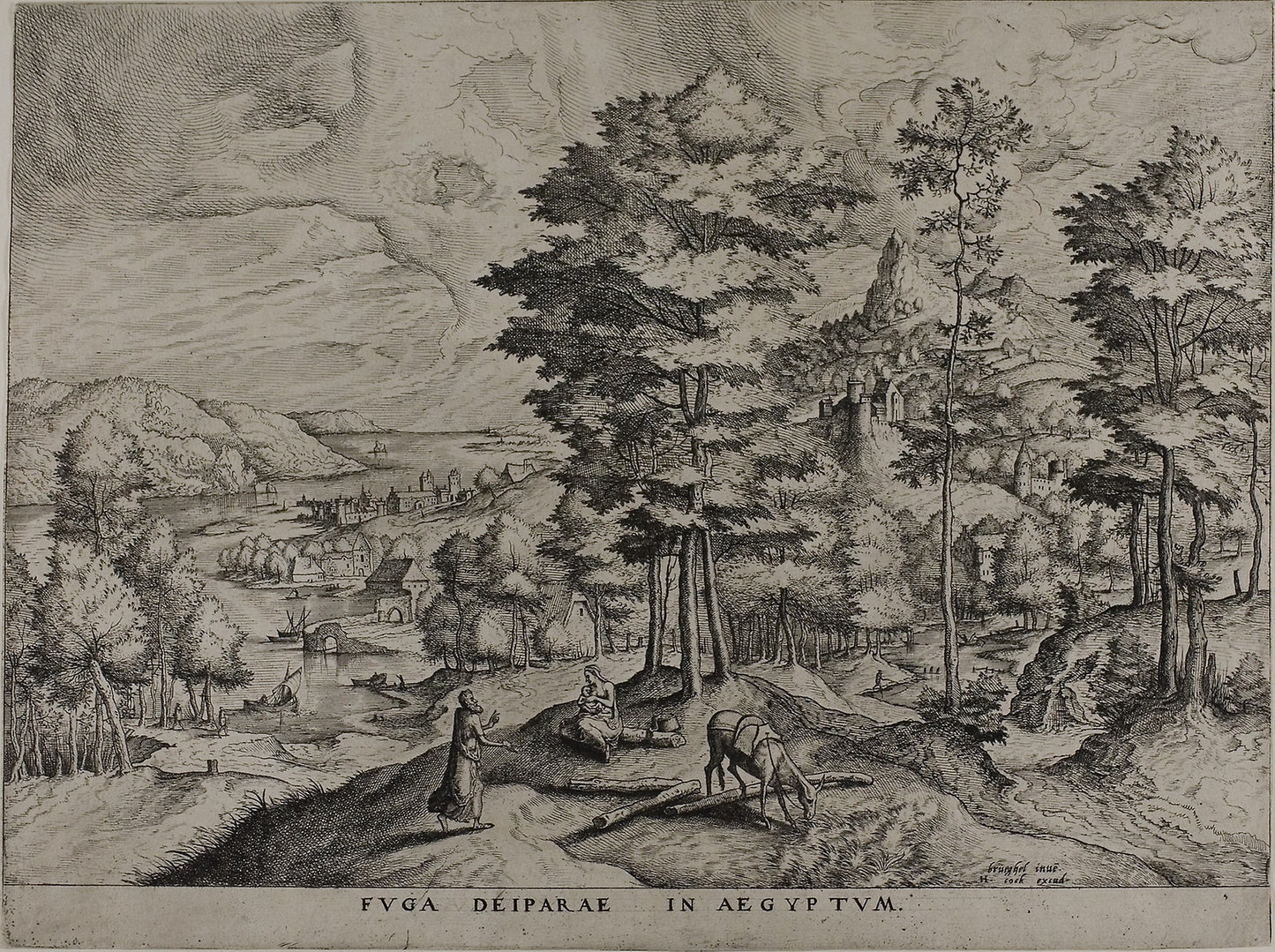 Flight into Egypt, from The Large Landscapes -  Johannes van Doetecum (Flemish, 1551 active-1605),  Poster Print Wall Art