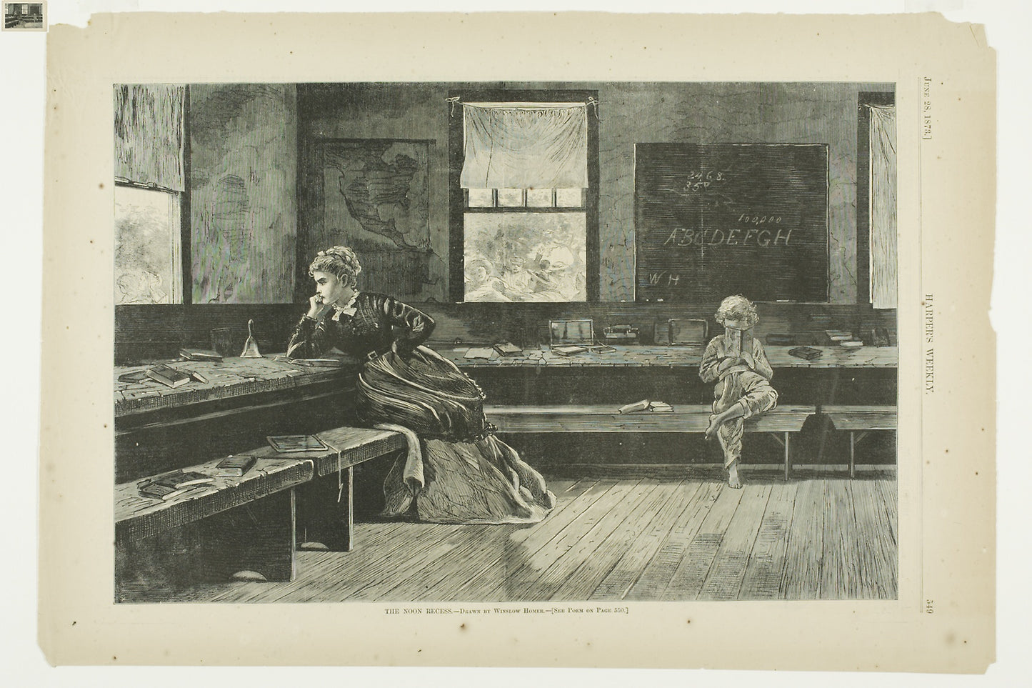 The Noon Recess -  Winslow Homer (American, 1836-1910),  Poster Print Wall Art