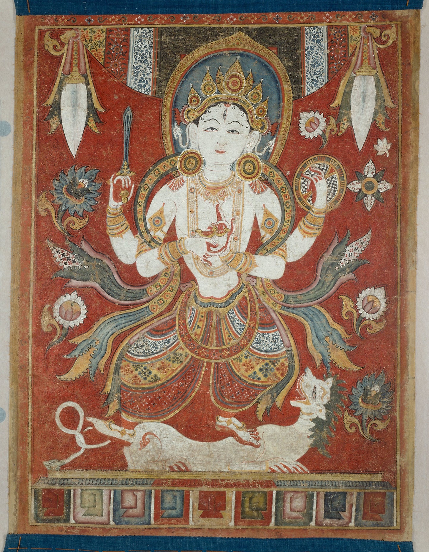 Double-Sided Painted Banner (Paubha) with God Shiva and Goddess Durga -  Nepal,  Poster Print Wall Art