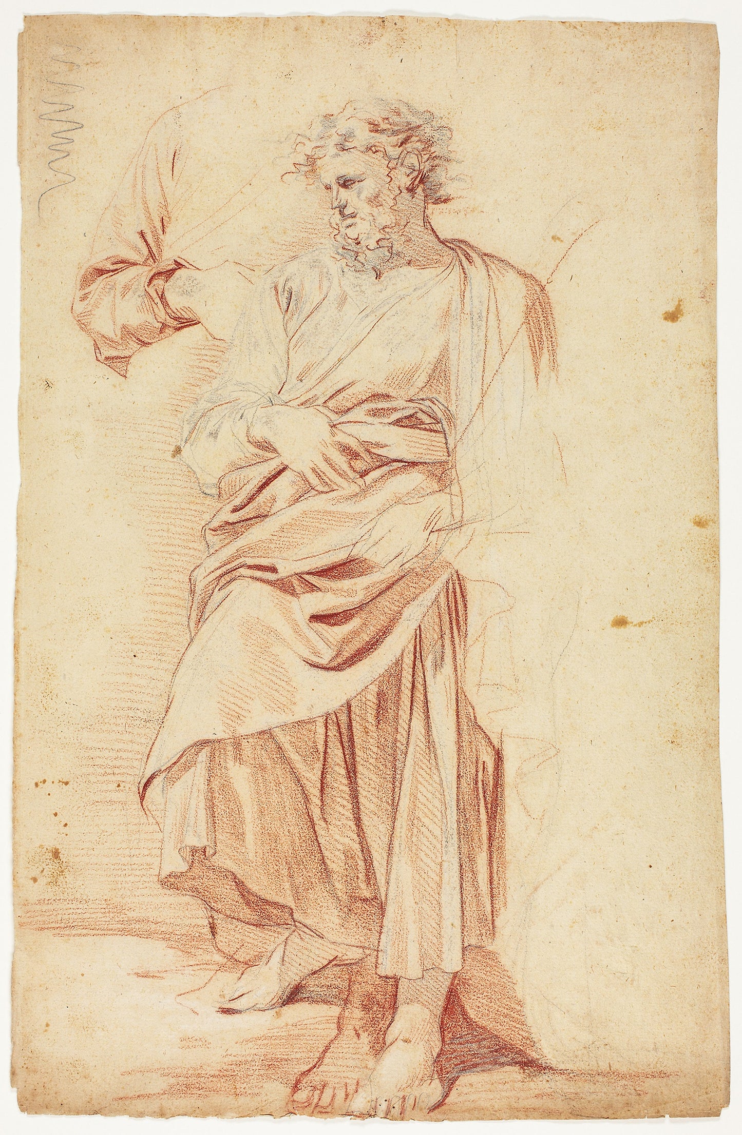 Sketches of Robed Male Prophet -  Attributed to Nicolas Mignard,  Poster Print Wall Art