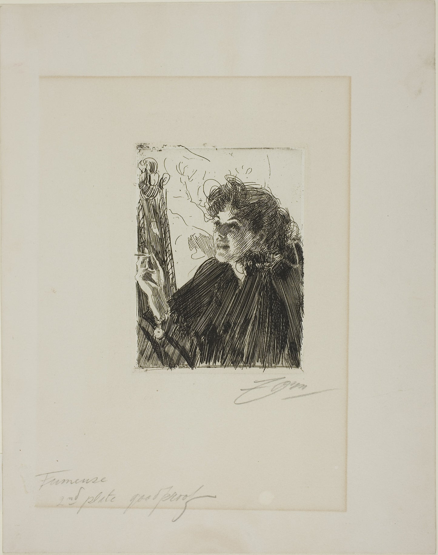 Girl with a Cigarette II -  Anders Zorn,  Poster Print Wall Art