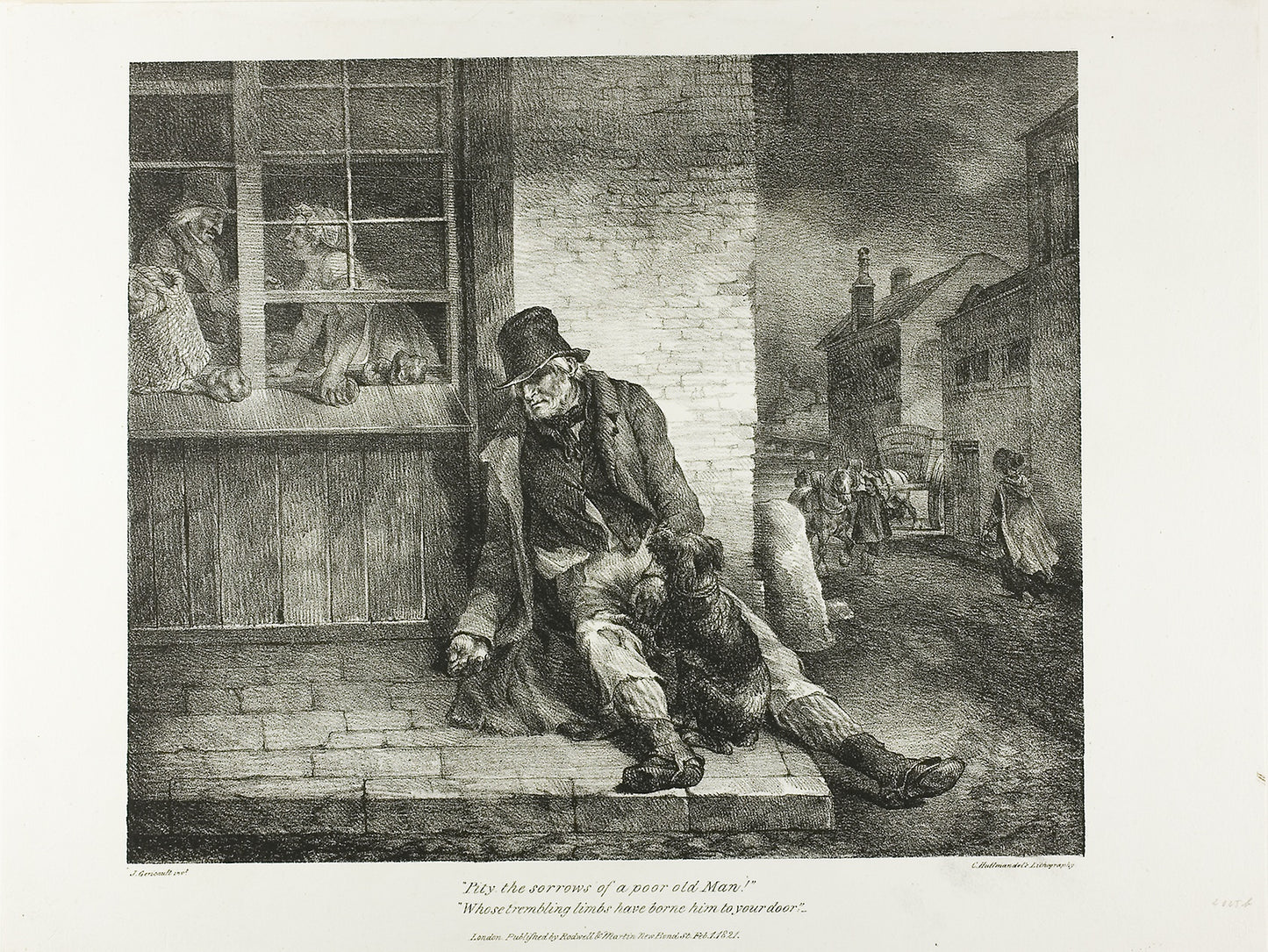 Pity the Sorrows of a Poor Old Man!... plate 2 from Various Subjects Drawn from Life on Stone -  Jean Louis André Théodore Géricault (French, 1791-1824),  Poster Print Wall Art