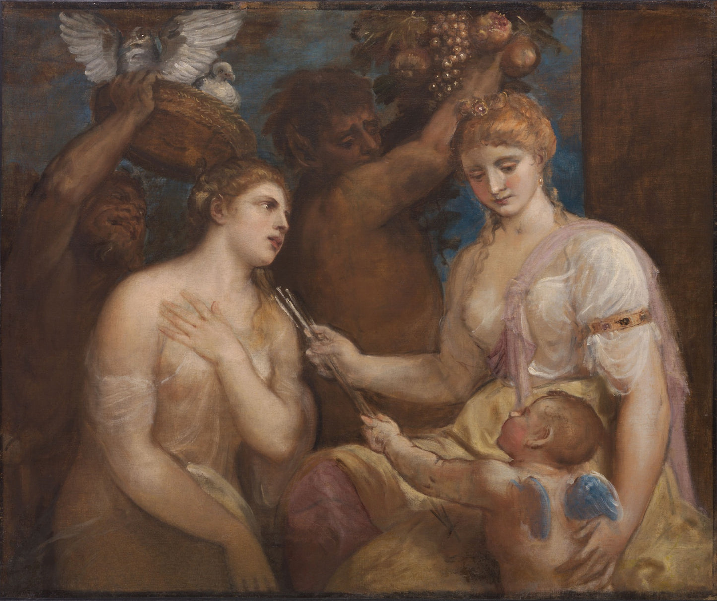 Allegory of Venus and Cupid -  Imitator of Titian (Tiziano Vecelli),  Poster Print Wall Art