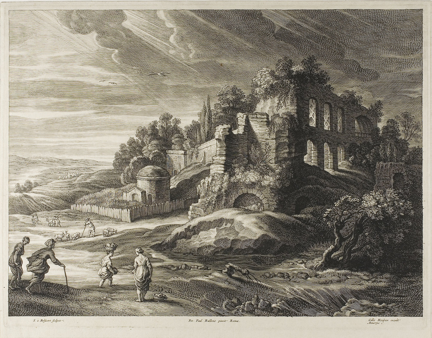 Landscape with the Great Ruins, from The Small Landscapes -  Schelte Adamsz. Bolswert (Dutch, active in Flanders, c. 1586–1659),  Poster Print Wall Art