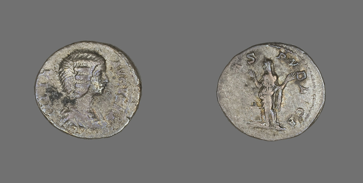 Denarius (Coin) Portraying Empress Julia Domna -  Roman, minted in Rome,  Poster Print Wall Art