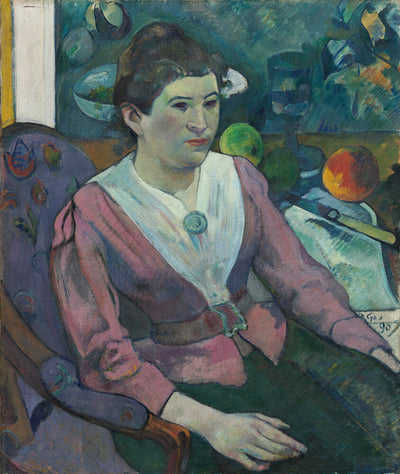 Woman in front of a Still Life by  Cezanne by  Paul Gauguin, 23x16"( A2 size) Poster Print