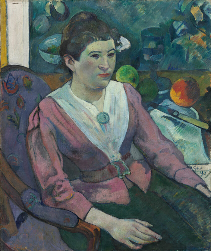 Woman in front of a Still Life by  Cezanne by  Paul Gauguin, 23x16