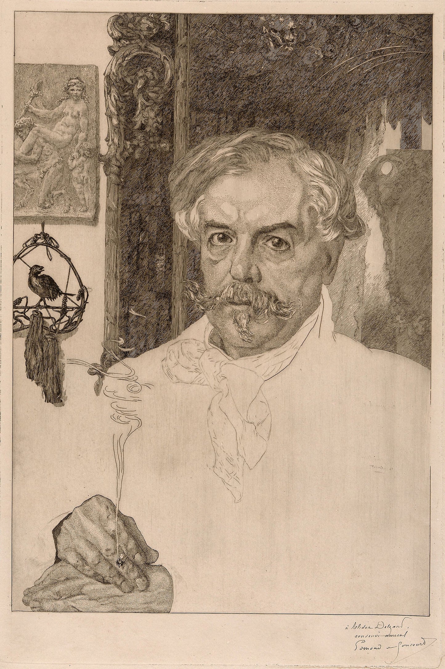 Portrait of Edmond de Goncourt -  Felix Bracquemond,  Poster Print Wall Art