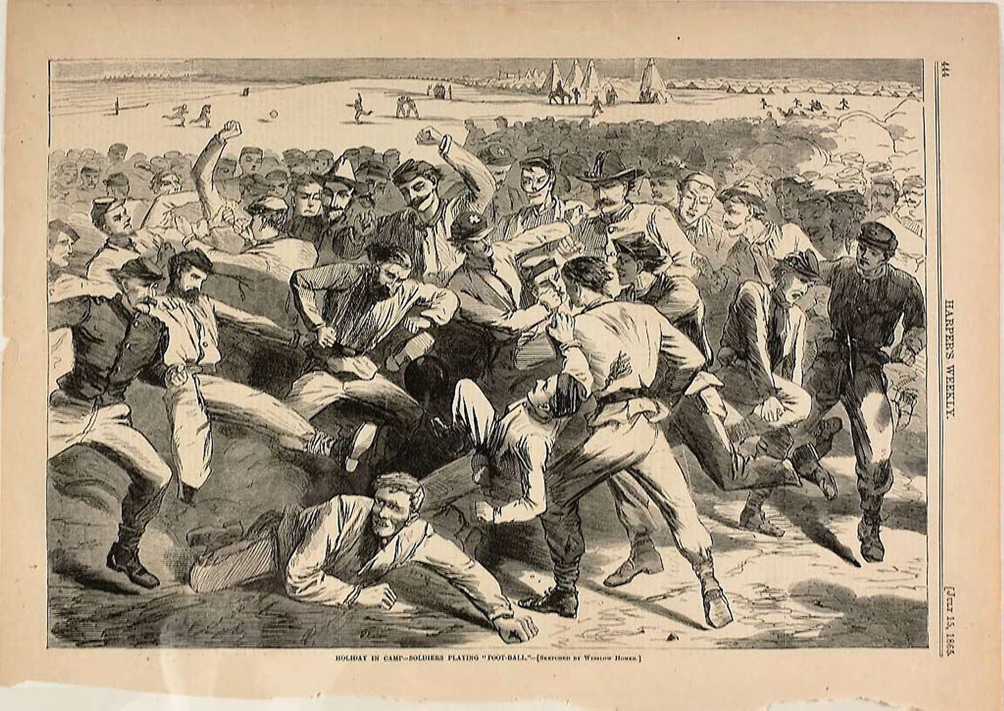 Holiday in Camp—Soldiers Playing "Foot-Ball" -  Winslow Homer (American, 1836-1910),  Poster Print Wall Art