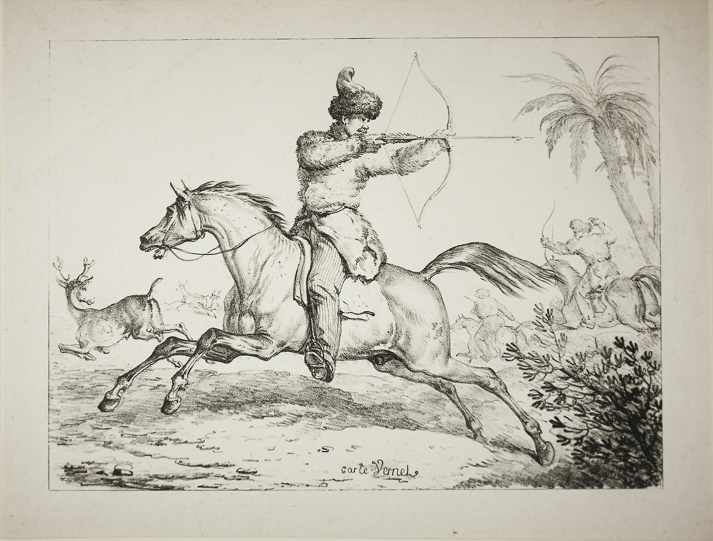 Kalmouk Archers Hunting Deer -  Carle Vernet (French, 1758-1836),  Poster Print Wall Art