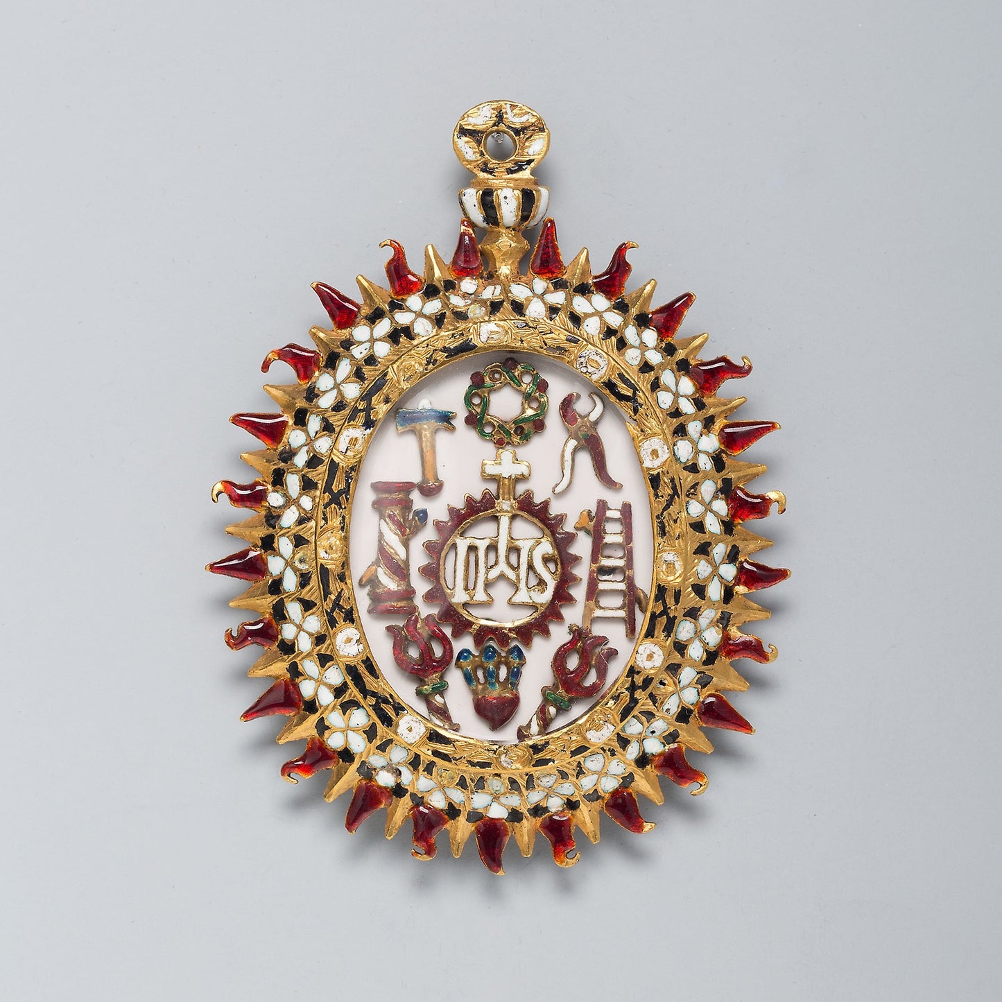 Two-Sided Pendant with Symbols of Christ and the Passion; and Christ in the Temple among Elders -  Spanish,  Poster Print Wall Art