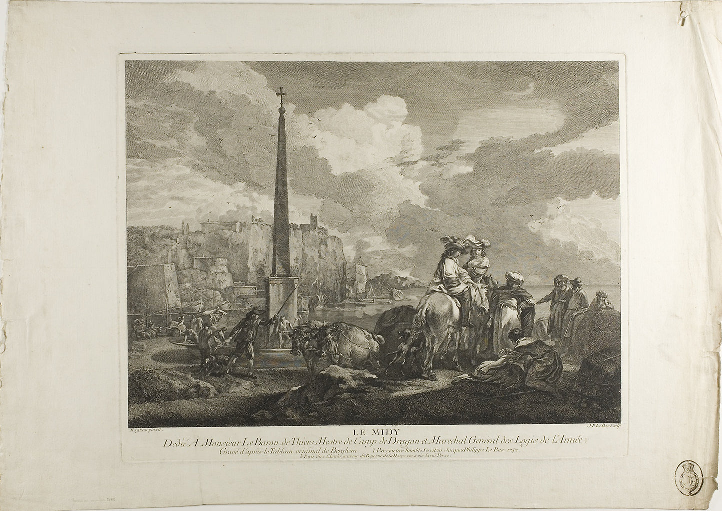 Le Midy -  Jacques Le Bas (French, 1707-1783),  Poster Print Wall Art
