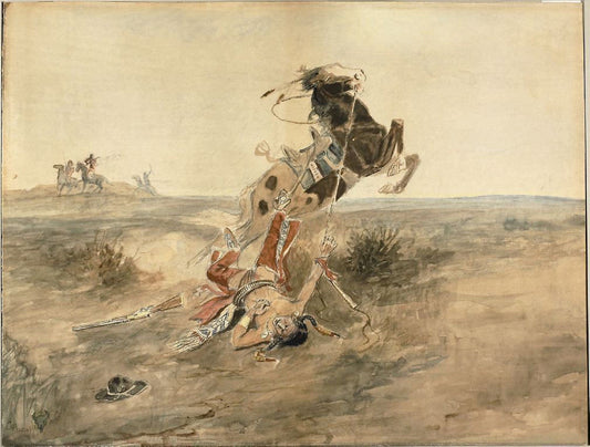Fallen Indian Warrior: Charles Marion Russell,16x12"(A3) Poster