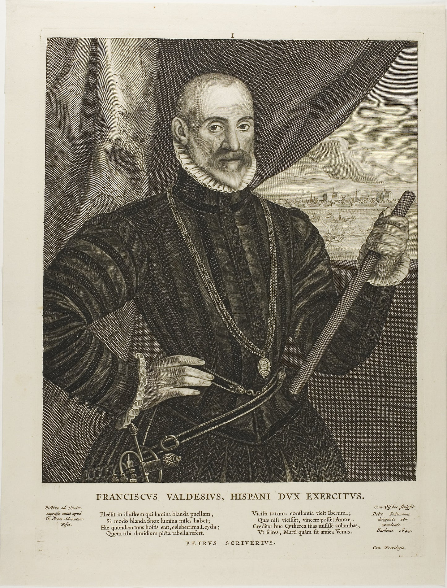 General Francisco Valdes -  Cornelis Visscher, the Elder,  Poster Print Wall Art