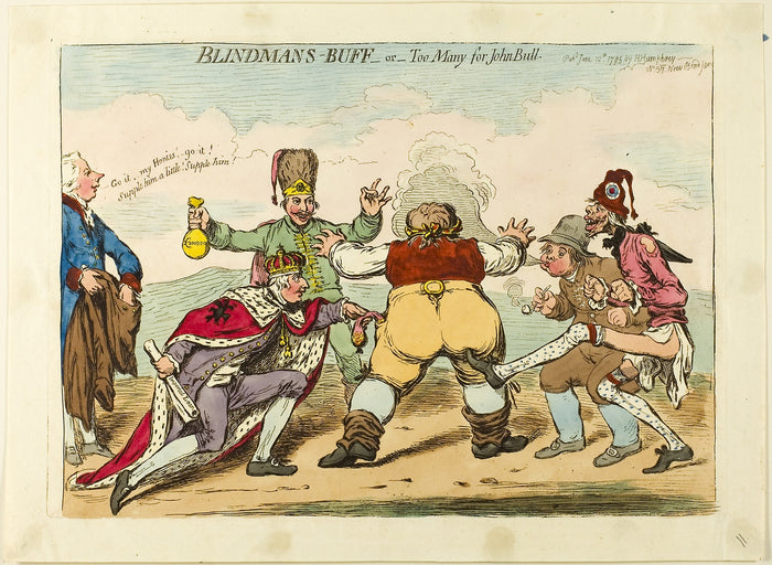 Blindman's Buff or Too Many for John Bull: James Gillray (English, 1756-1815),16x12