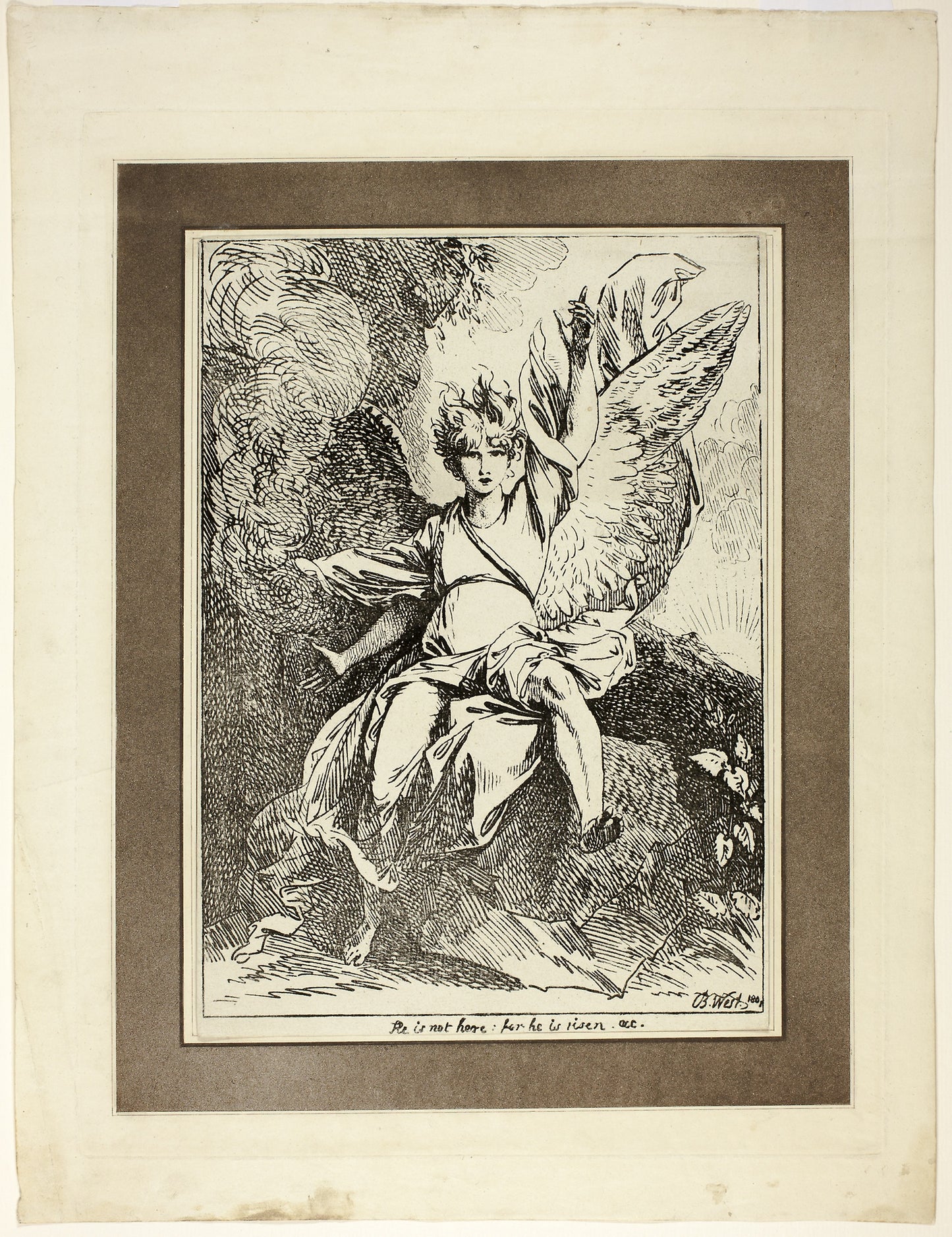 Angel of the Resurrection, from the first issue of Specimens of Polyautography -  Benjamin West (American, 1738-1820),  Poster Print Wall Art