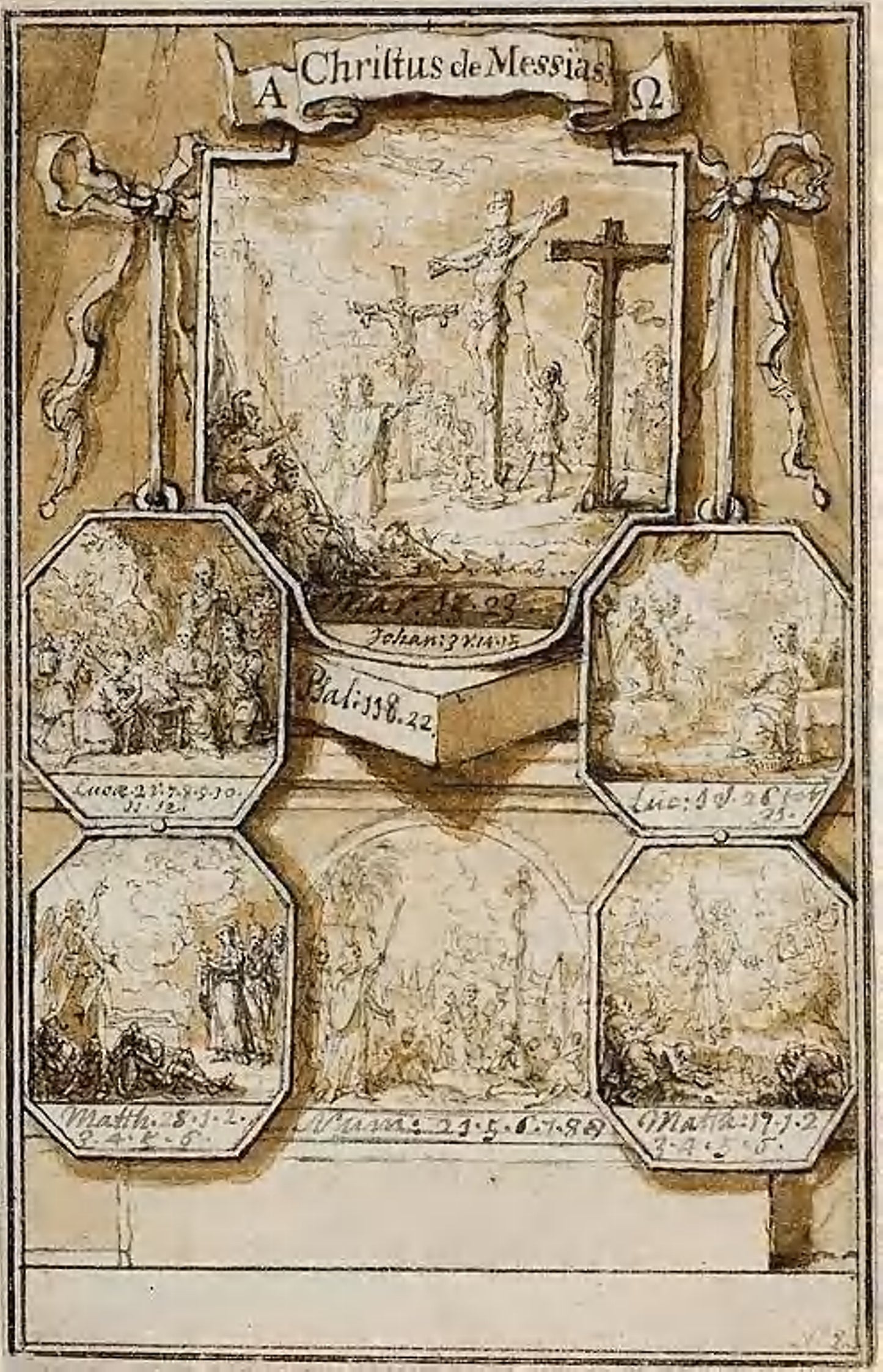 Six Medallions with Biblical Scenes (recto); Seven Medallions with Inscriptions (verso) -  Attributed to Gysbert Booncamp (Dutch, died 1700/50),  Poster Print Wall Art