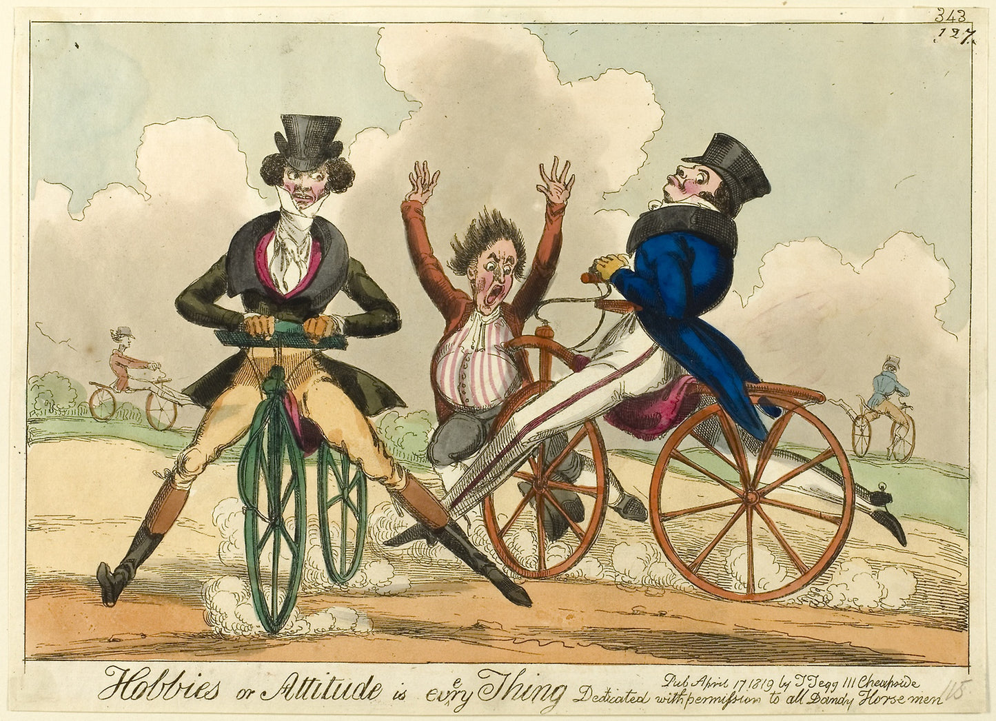 Hobbies or Attitude is Everything, Dedicated with permission to all Dandy Horsemen -  Attributed to William Heath (English, 1794-1840),  Poster Print Wall Art