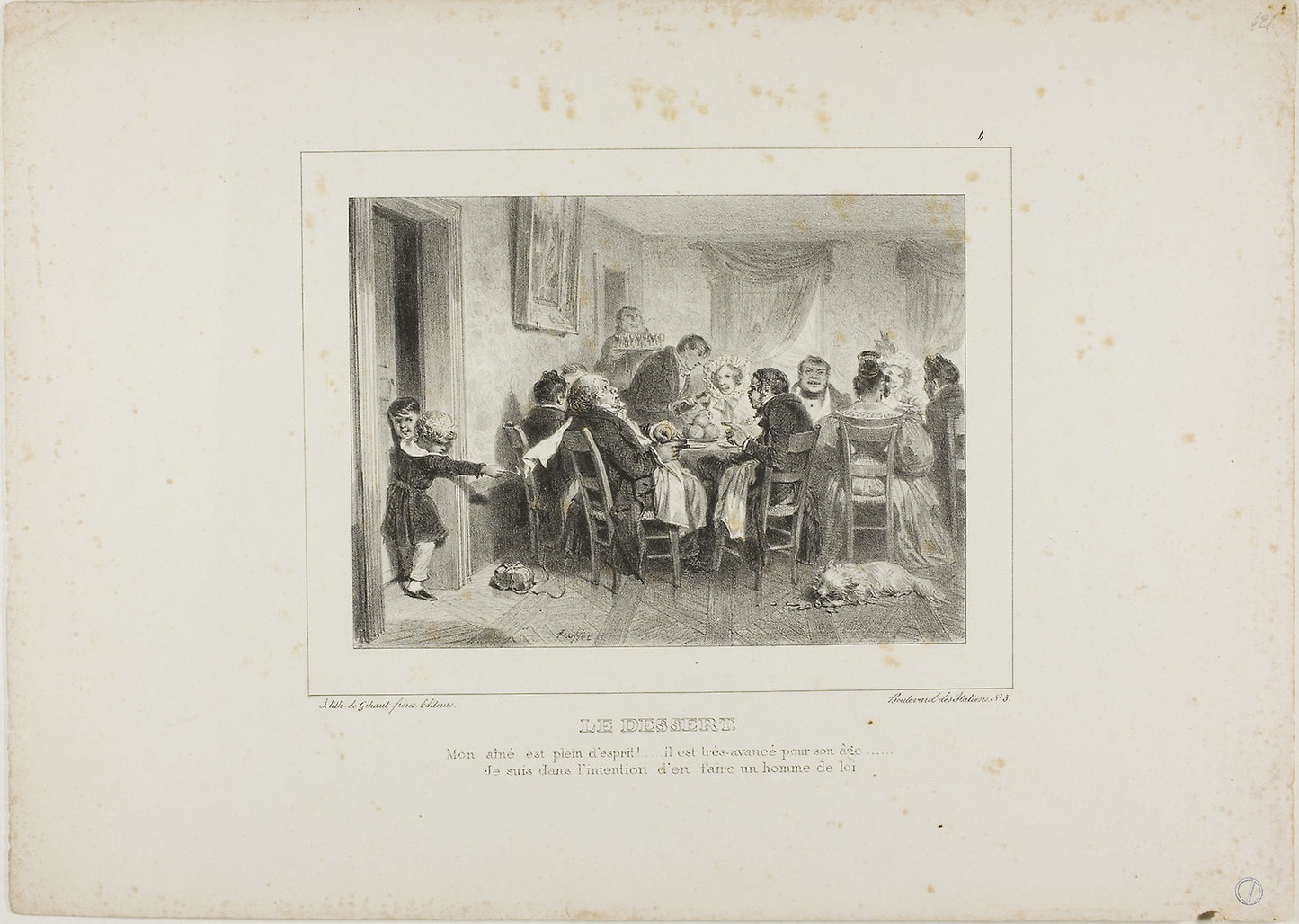 The Dessert -  My eldest is full of spirit!...he is very advanced for his age...I intend to make a lawyer of him. -  Denis Auguste Marie Raffet (French, 1804-1860),  Poster Print Wall Art