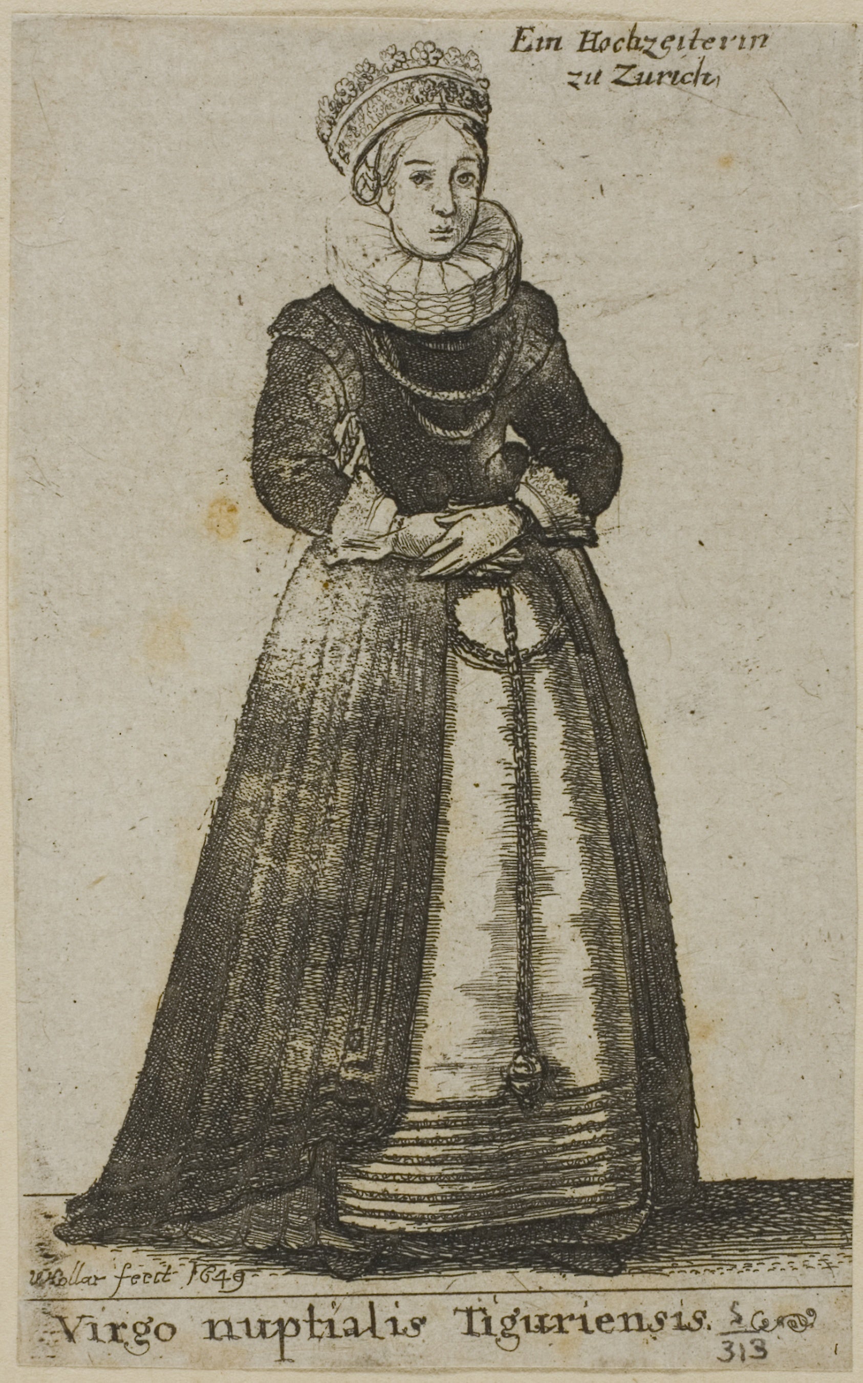 Zürich Woman in Wedding Dress: Wenceslaus Hollar,16x12"(A3) Poster