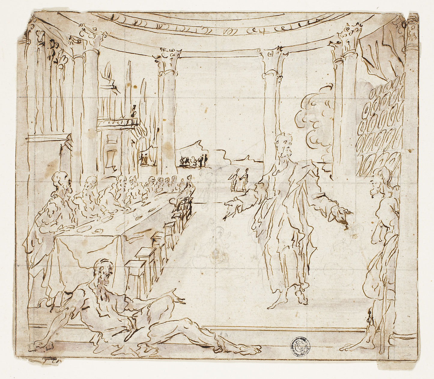 Feast in the House of Simon -  Probably Giovanni Battista Lanzeni (Italian, c.1660-1737),  Poster Print Wall Art