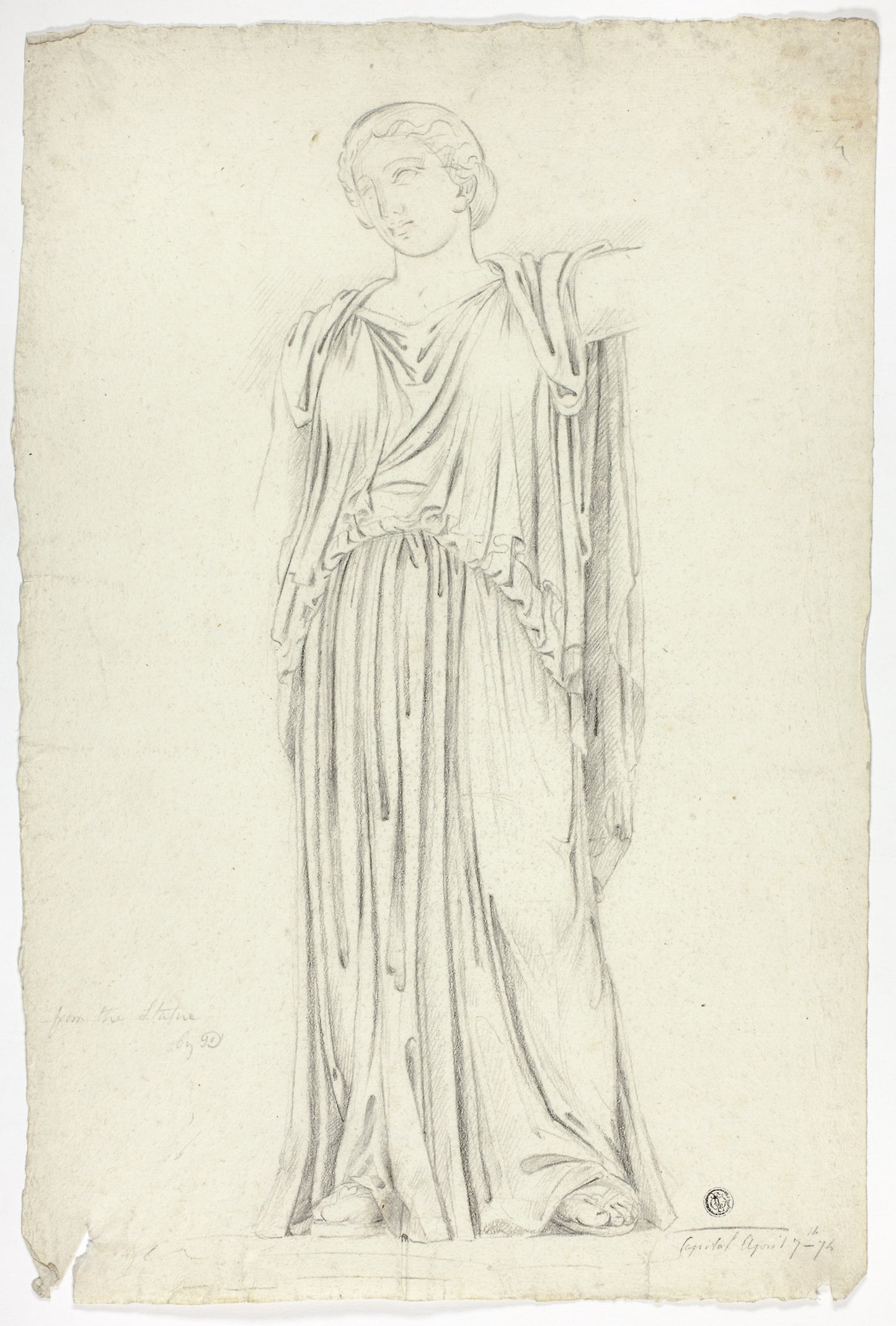 Antique Statue of Draped Standing Woman -  John Downman,  Poster Print Wall Art