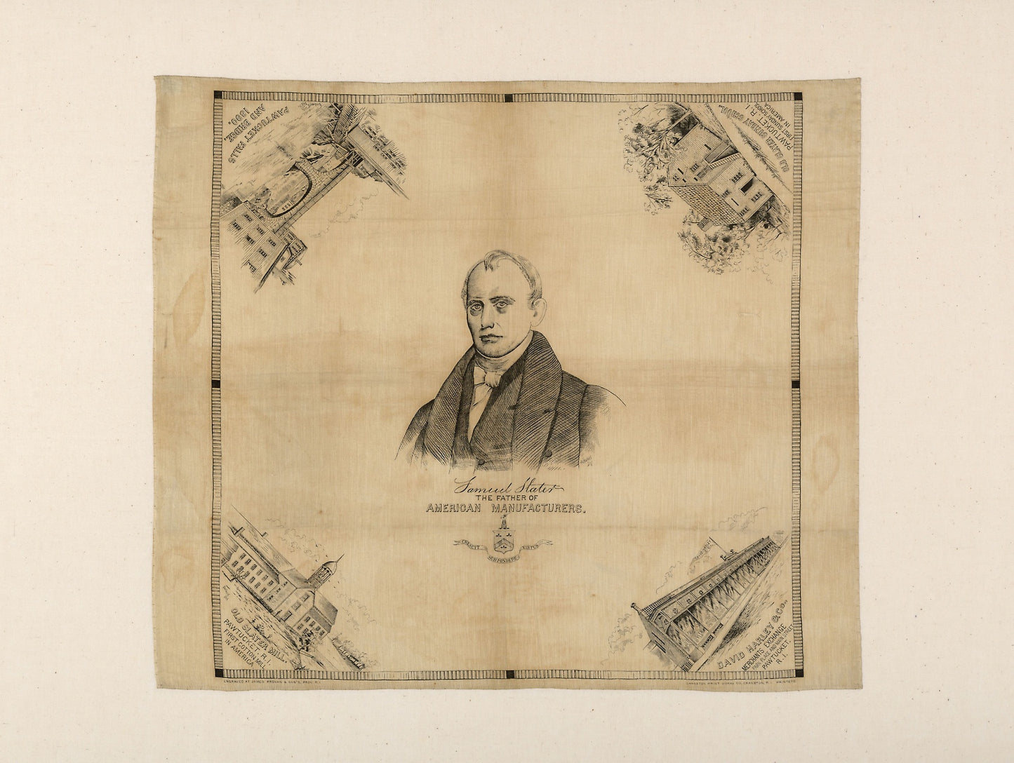 Samuel Slater, The Father of American Manufacturers (Handkerchief) -  Engraved -  James Provan & Son's (American, active 1890s) after a portrait -  James Sullivan Lincoln (American, 1811–1888),  Poster Print Wall Art