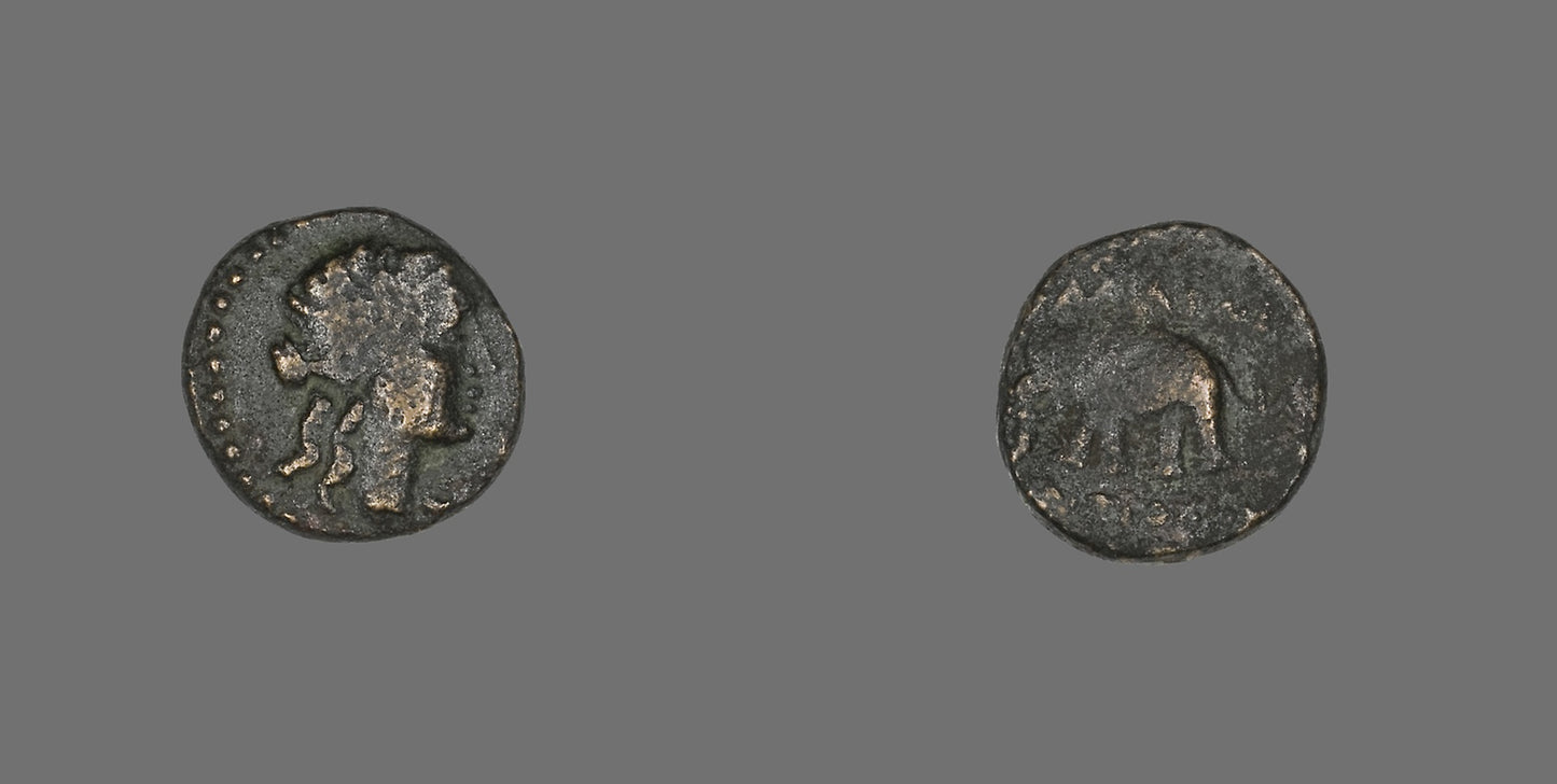 Coin Depicting a Female Head -  Greek,  Poster Print Wall Art