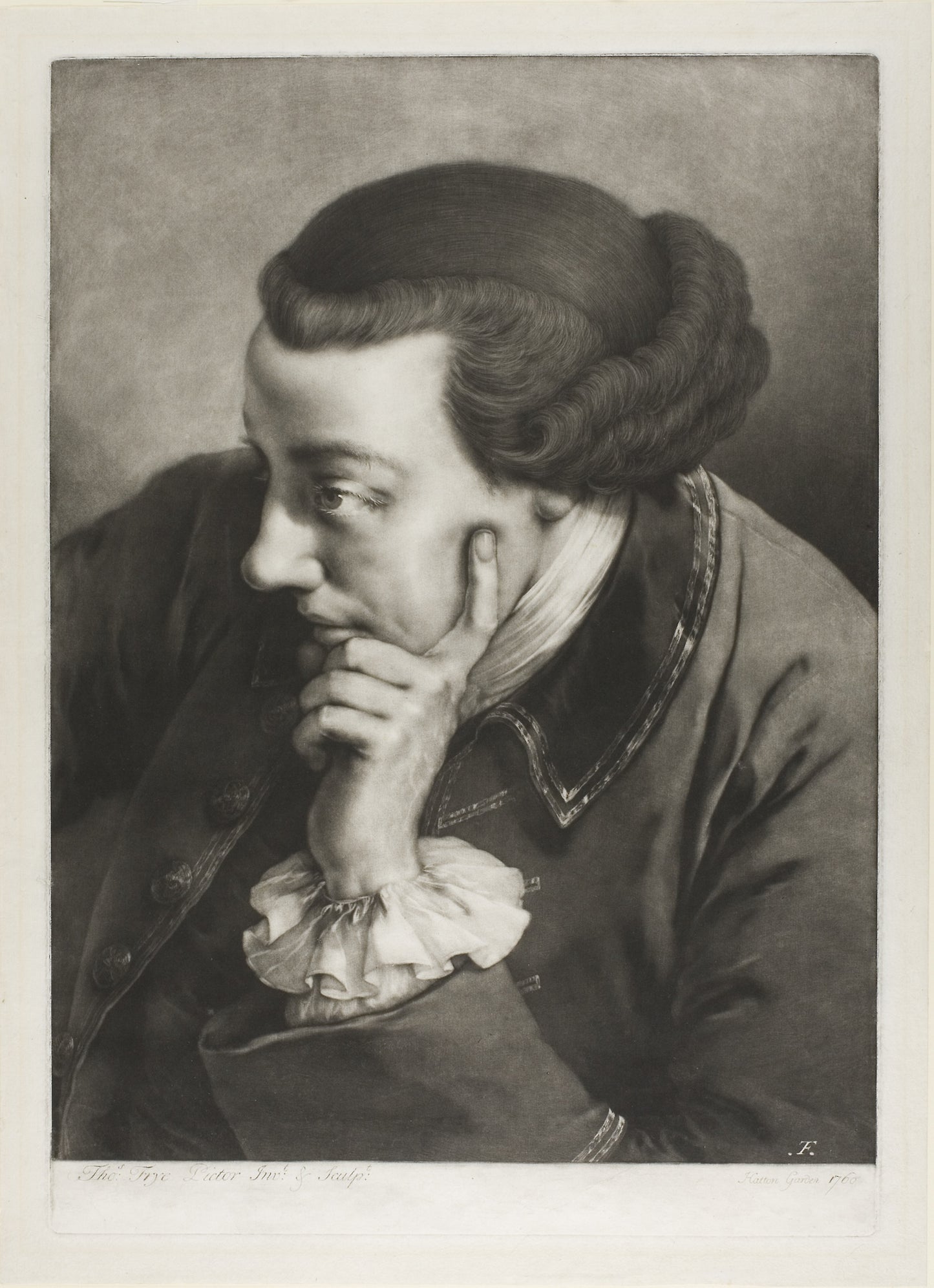 Portrait of a Young Man, Looking to the Left (Self-Portrait), from Life-Sized Heads -  Thomas Frye,  Poster Print Wall Art