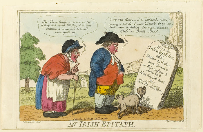 An Irish Epitaph: Isaac Cruikshank (English, 1764-1811),16x12