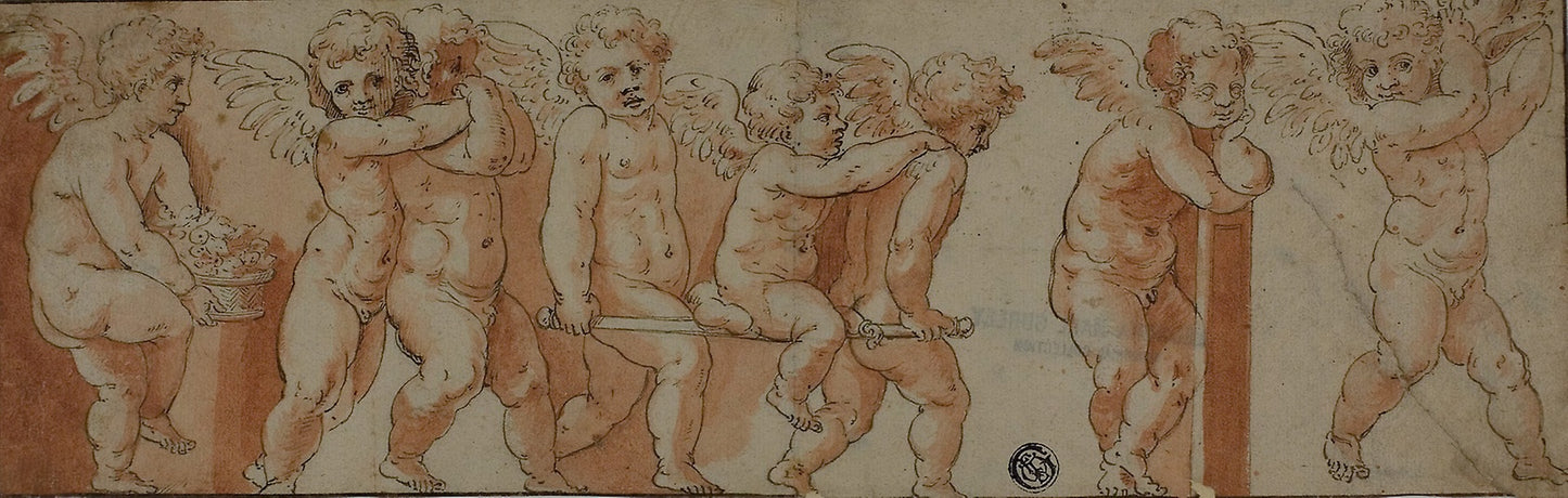 Frieze with Eight Putti -  After Polidoro Caldara, called Polidoro da Caravaggio,  Poster Print Wall Art