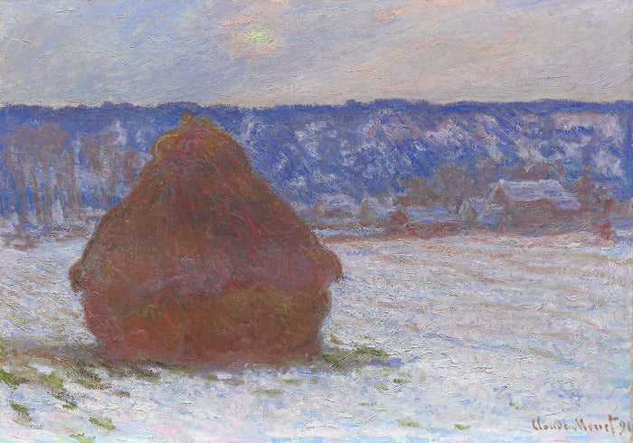 Stack of Wheat (Snow Effect, Overcast Day): Claude Monet,16x12