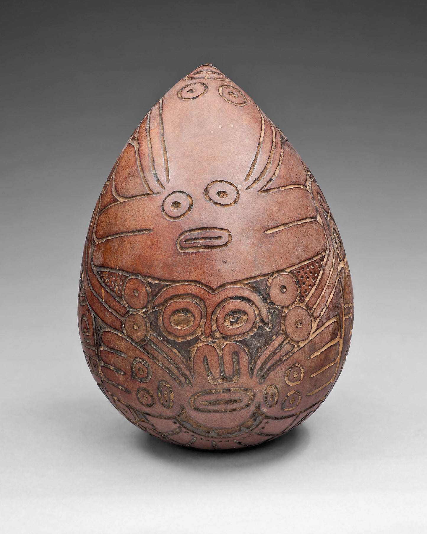 Gourd with Rattle Incised with Costumed Ritual Perfomer -  Nazca,  Poster Print Wall Art