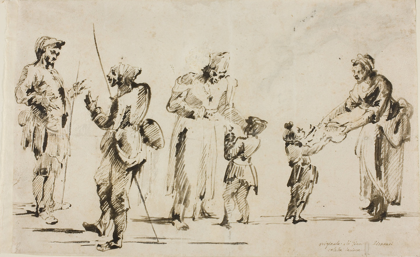 Sheet of Sketches -  Six Figures -  Giovanni Battista Piranesi,  Poster Print Wall Art