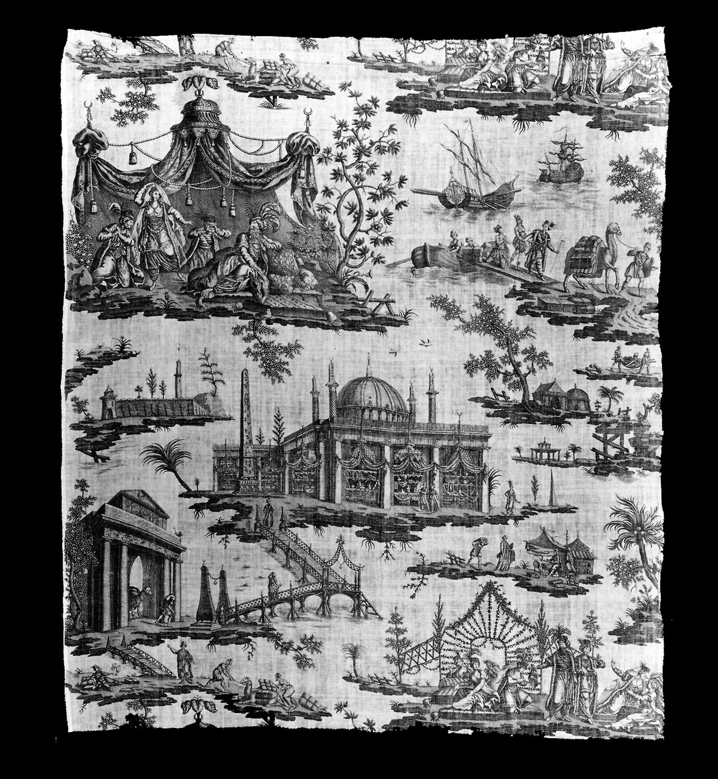 La Foire du Caire (The Cairo Fair) (Furnishing Fabric) -  Possibly designed -  Boudry (French, active c. 1785–1800) or Courvoisier (French, active c. 1785–1800),  Poster Print Wall Art