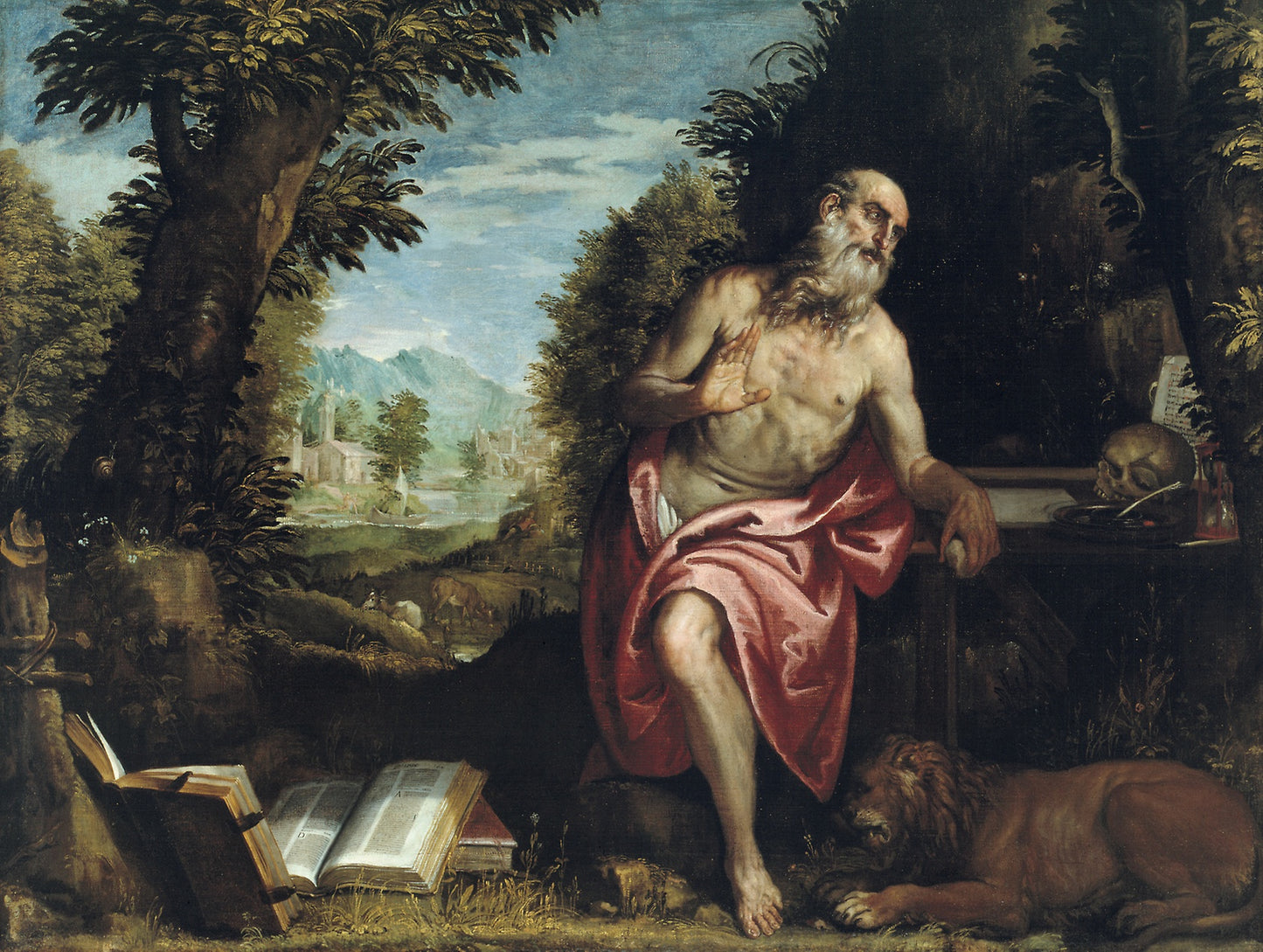 Saint Jerome in the Wilderness -  Workshop of Veronese (Paolo Caliari),  Poster Print Wall Art