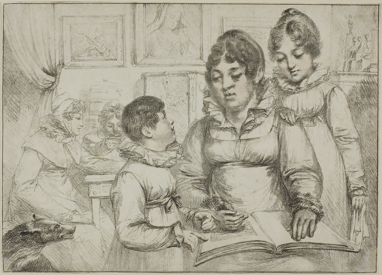 Family Group (Woman Reading to Two Children) -  Dominique-Vivant Denon,  Poster Print Wall Art