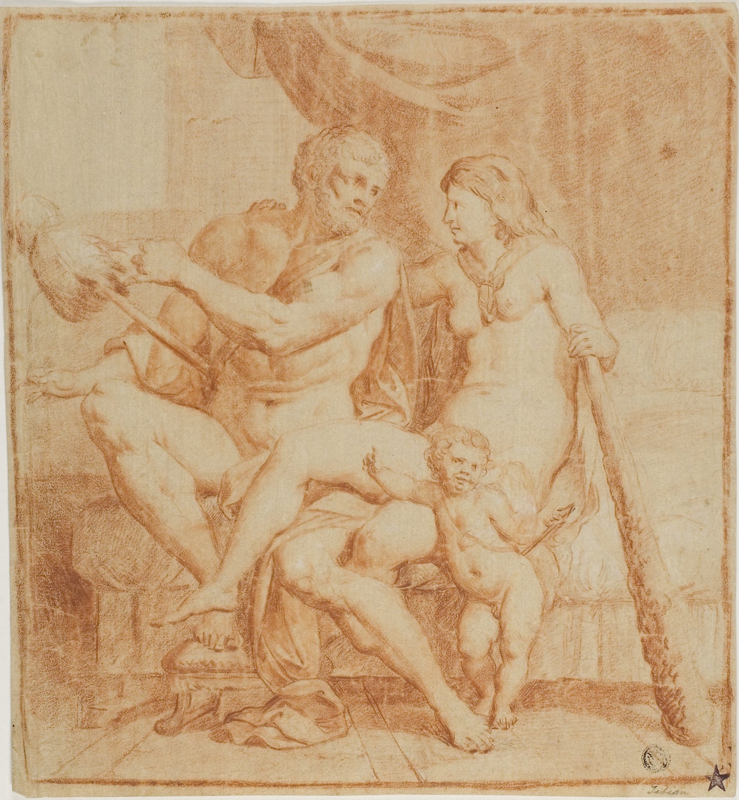 Hercules and Iole -  After Annibale Carracci,  Poster Print Wall Art