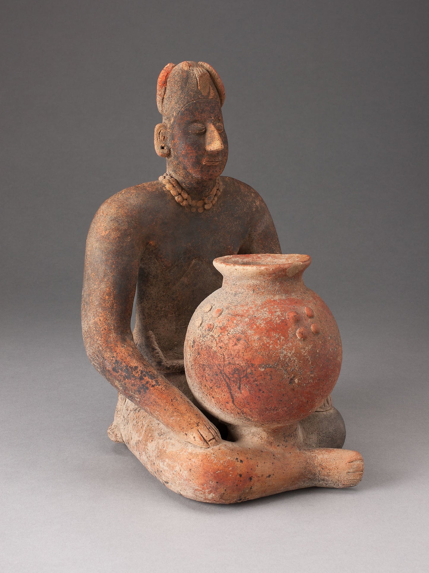 Seated Female Figure Holding a Vessel -  Colima,  Poster Print Wall Art