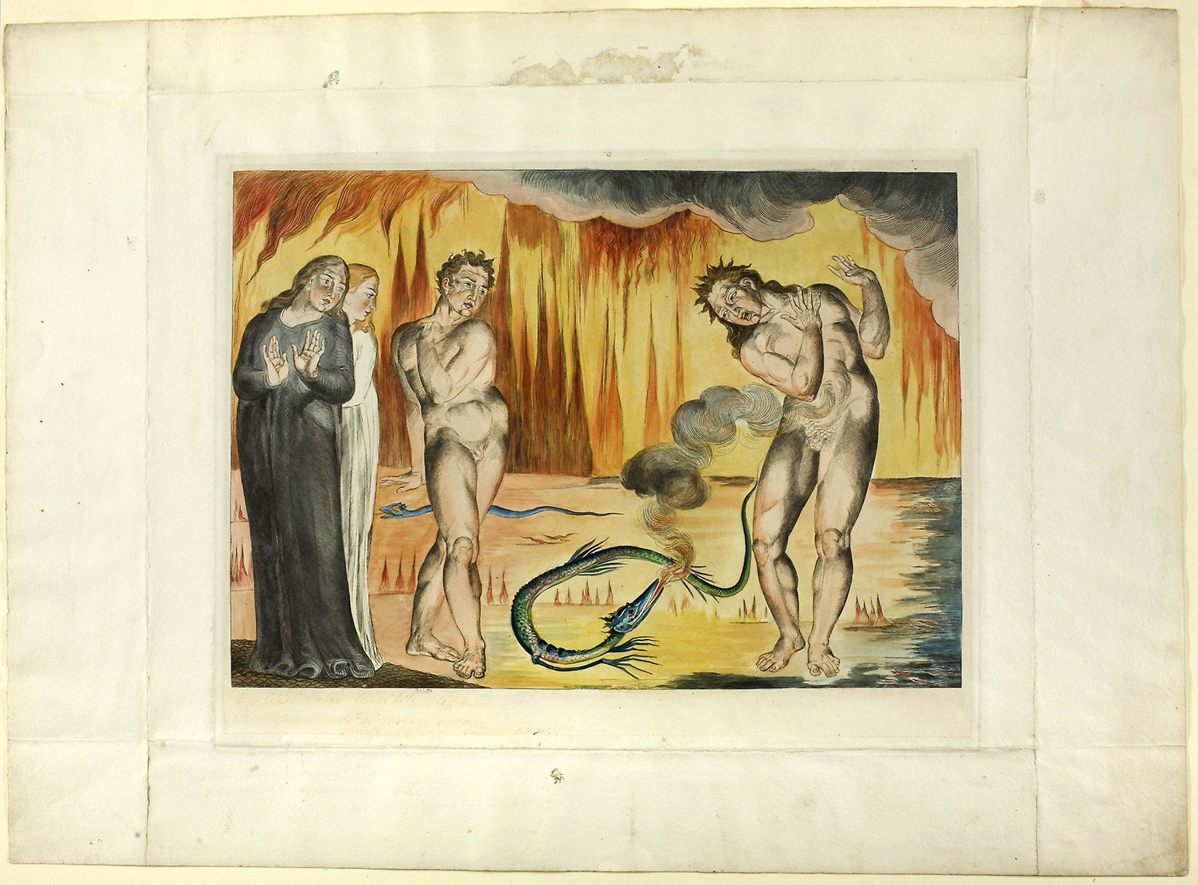 The Circle of the Thieves; Buoso Donati Attacked: the Serpent. Inferno, canto XXV: William Blake,16x12"(A3) Poster