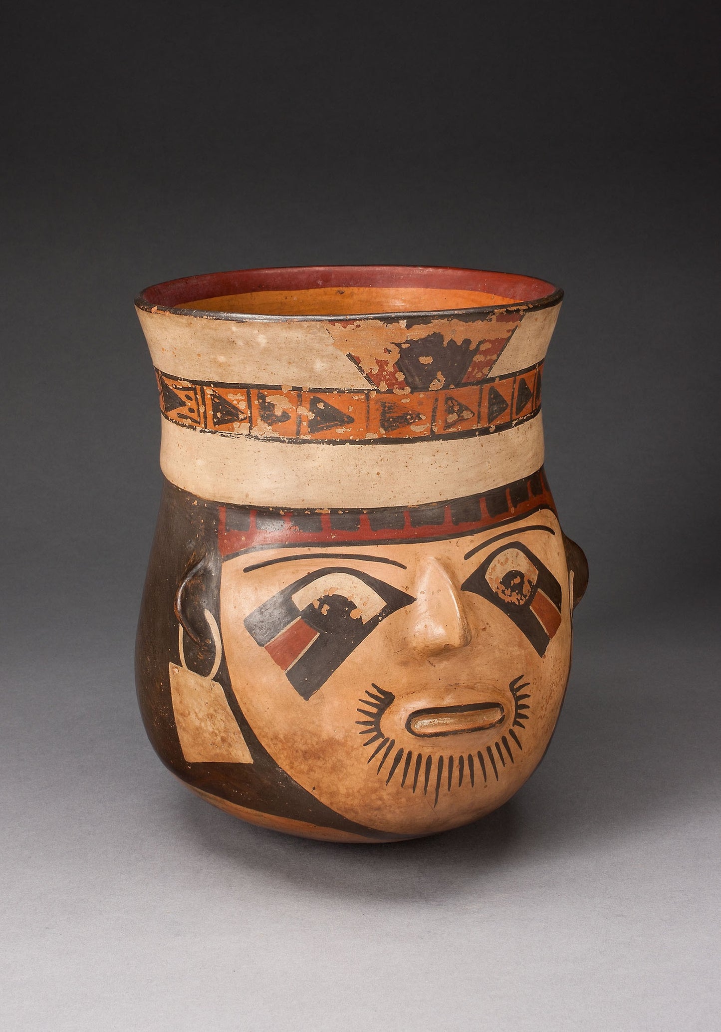 Jar in the Form of an Abstract Human Head with Face Painting -  Nazca,  Poster Print Wall Art