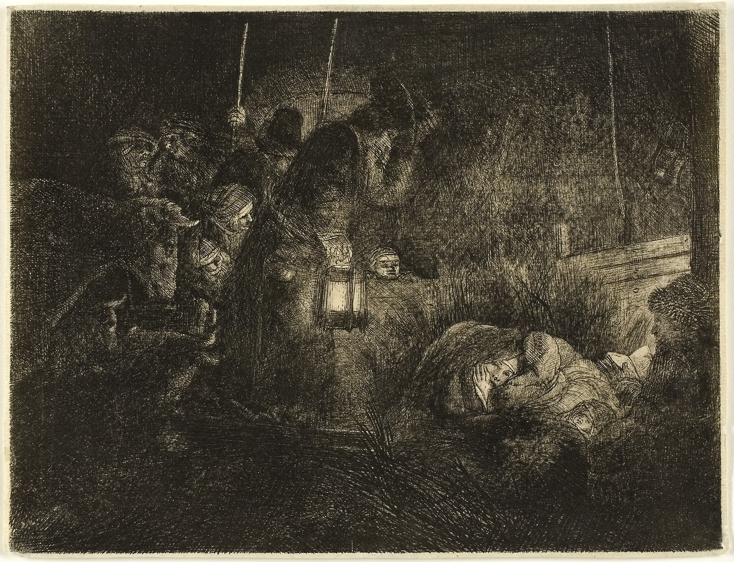 The Adoration of the Shepherds -  A Night Piece -  Rembrandt van Rijn,  Poster Print Wall Art