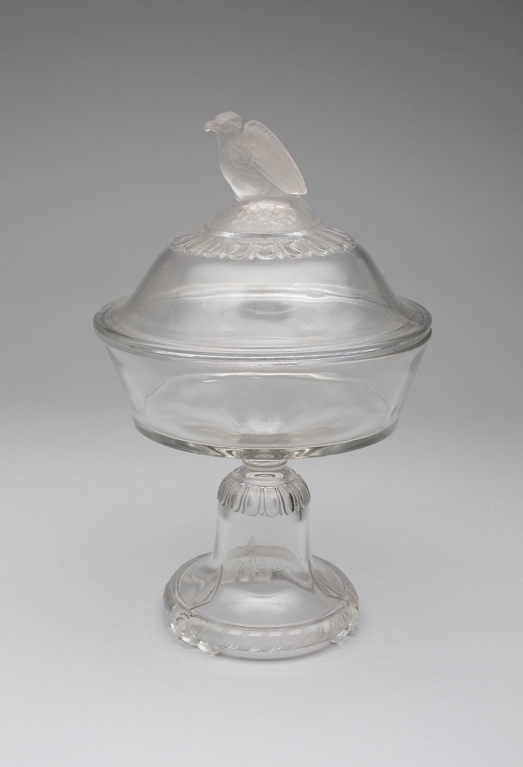 Old Abe/Frosted Eagle pattern covered compote on pedestal: Attributed to Crystal Glass Company,16x12"(A3) Poster