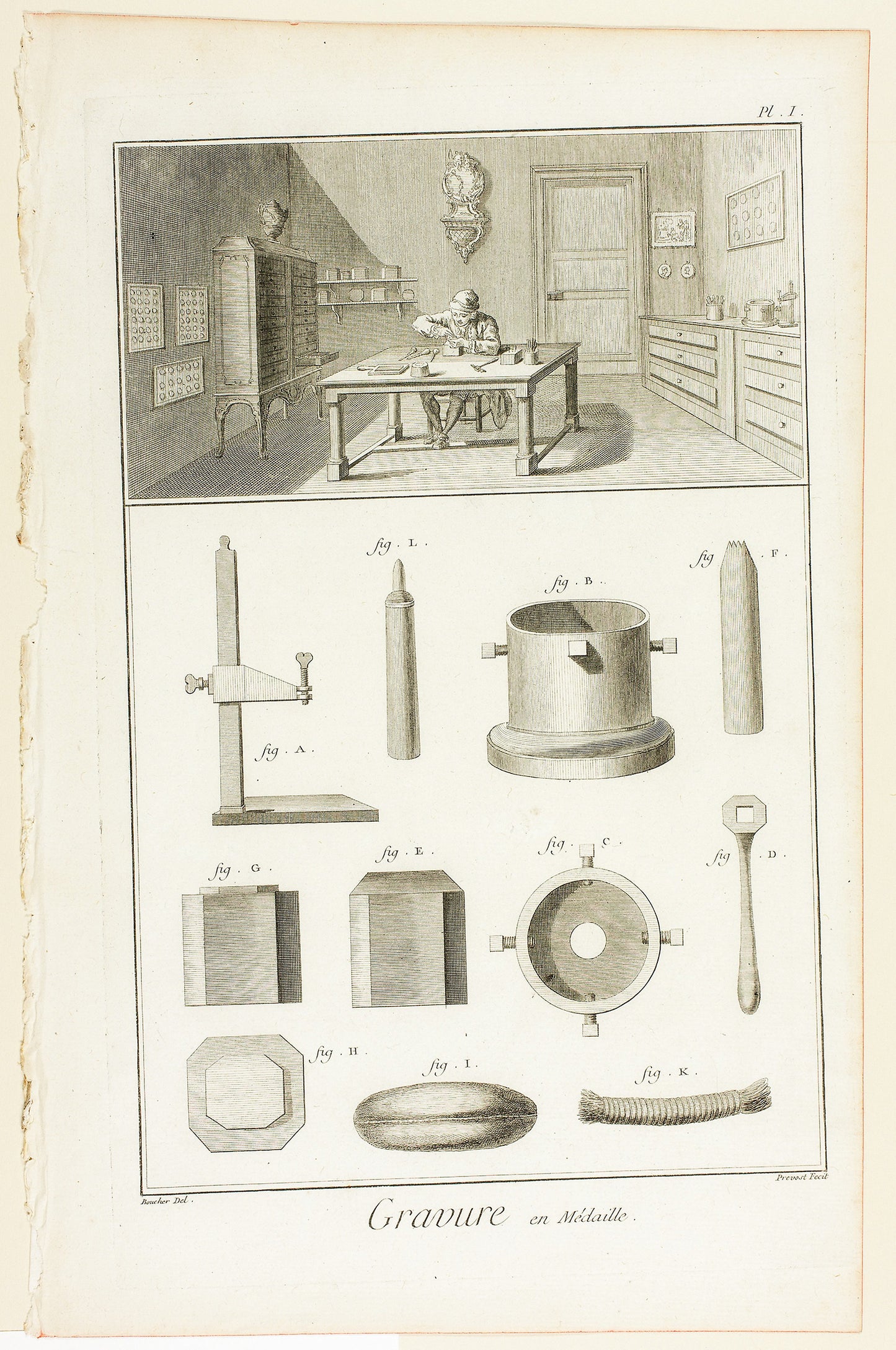 Medal Engraving, from Encyclopédie -  Benoît-Louis Prévost (French, c. 1735-1809),  Poster Print Wall Art