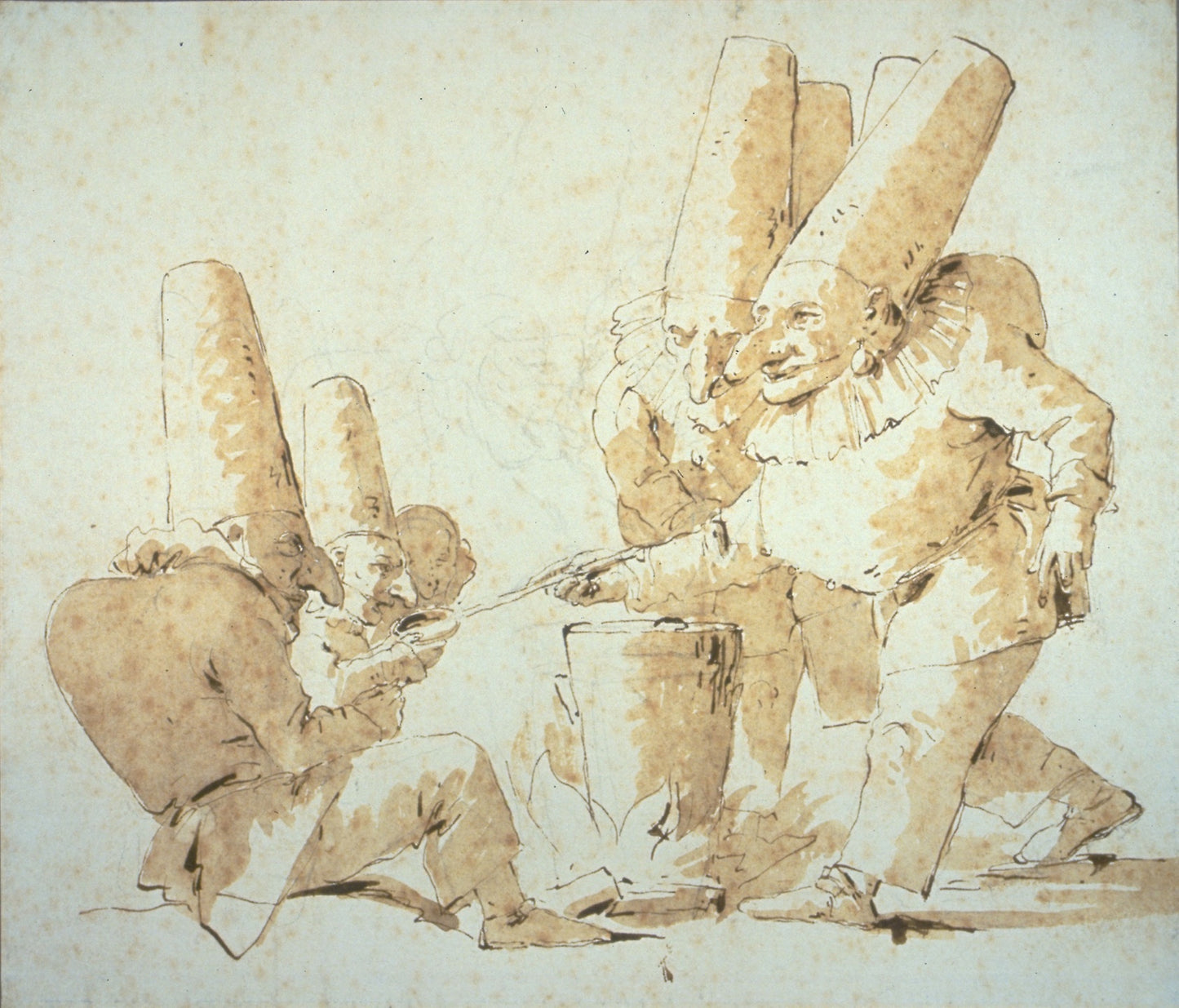 Punchinellos Cooking and Tasting Gnocchi (Punchinellos' Repast) -  Giambattista Tiepolo,  Poster Print Wall Art