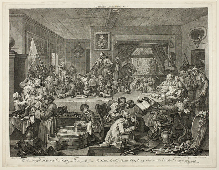 An Election Entertainment, plate one from Four Prints of an Election: William Hogarth,16x12