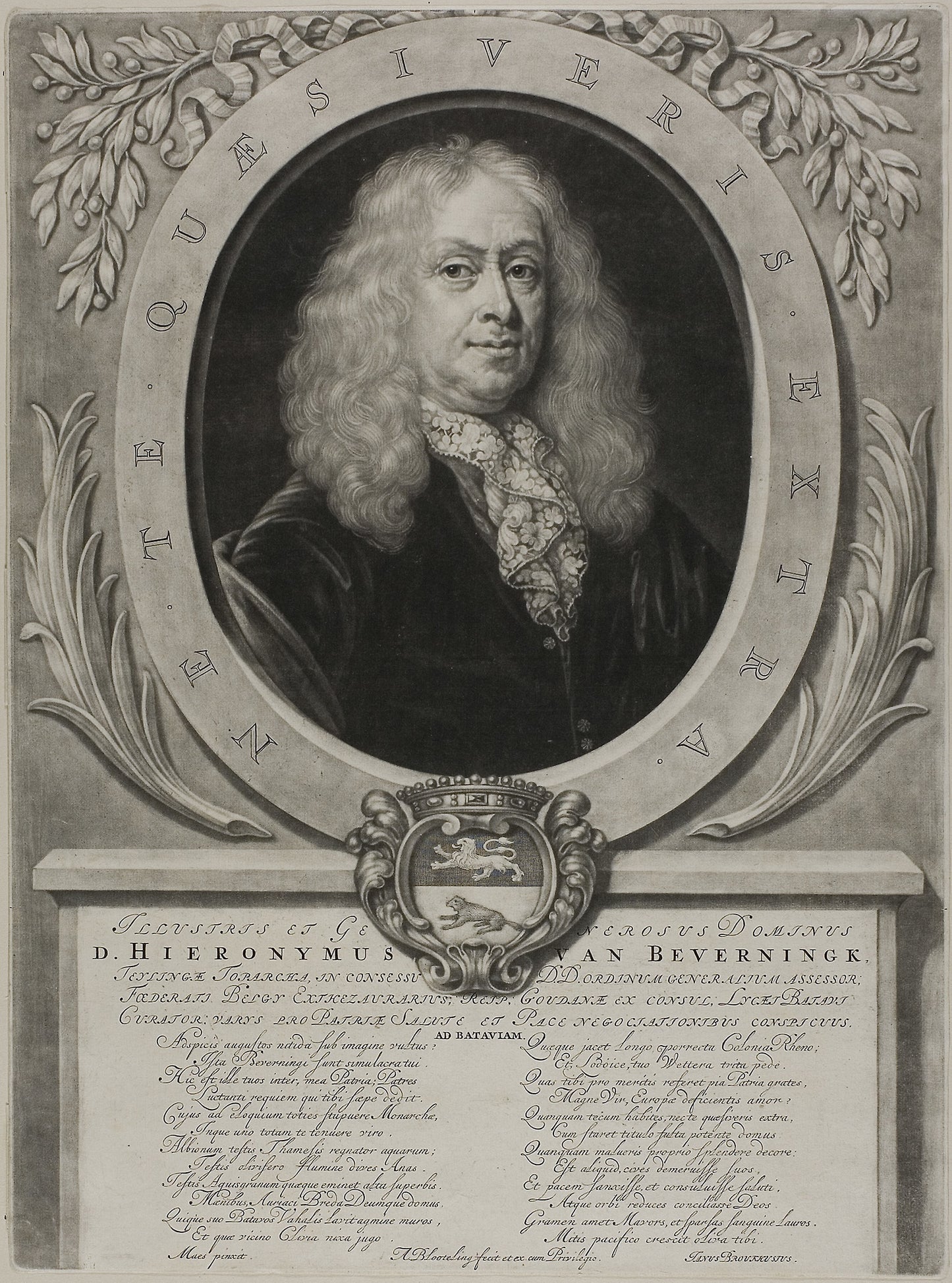 Portrait of D. Hieronymous van Beverningk: Abraham Blooteling (Dutch, 1640-1690), Poster Print Wall Art