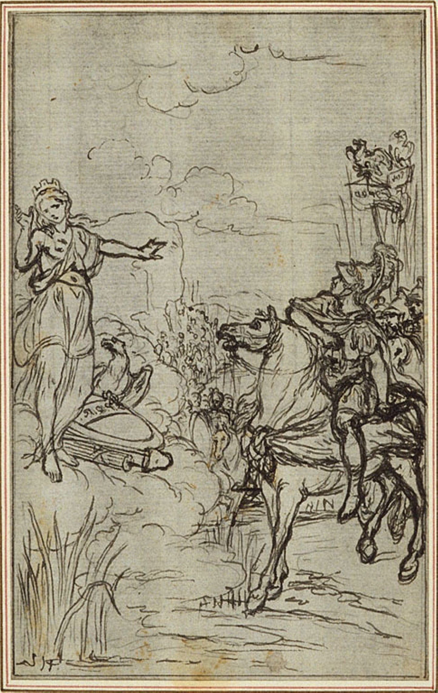Study for Lucain's "La Pharsale", Canto I -  Hubert François Gravelot,  Poster Print Wall Art